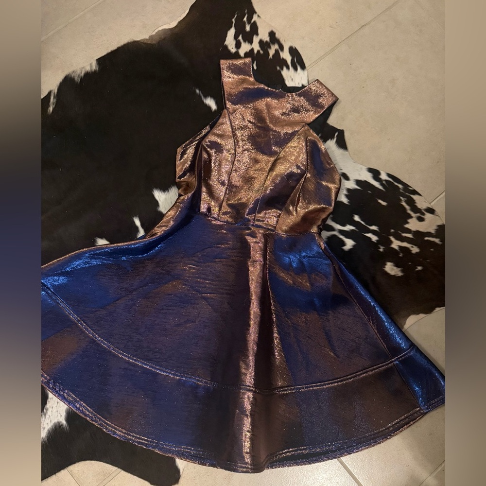 Metallic Blue and Bronze Dress